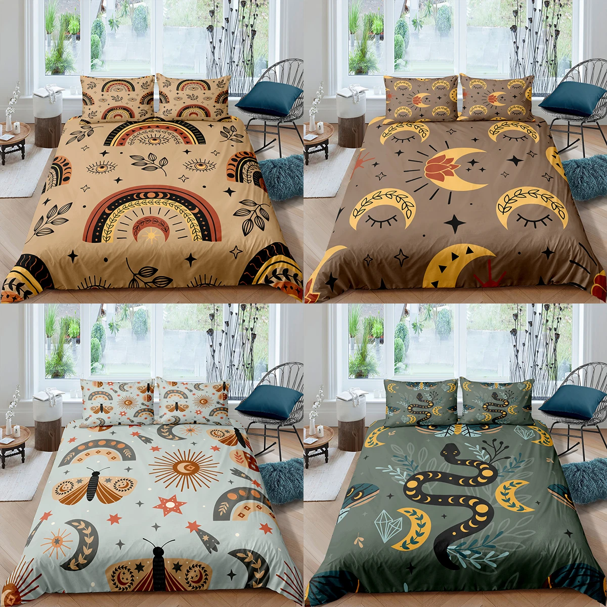 Home Textiles Luxury 3D Tarot Moon Duvet Cover Set Pillowcase Snake Bedding Set Queen and King Size Comforter Bedding Sets