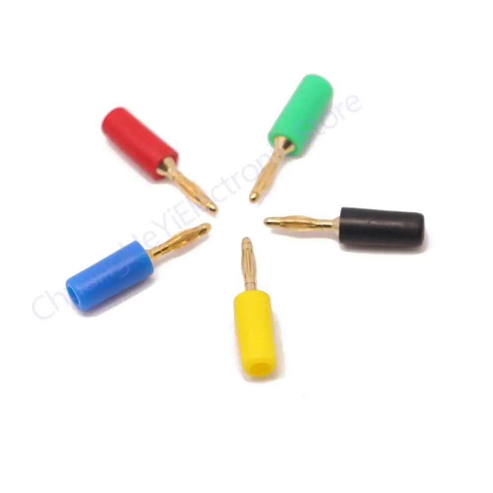 5Pcs/lot Audio Speaker Screw Banana Gold Plate Plugs Connectors mini 2mm Banana Plug For Banana Socket