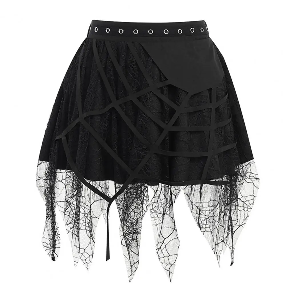 

Fashion Net Yarn High-Waisted Irregular Skirt For Women Gothic Style Summer Casual Skirt Sexy And Charming Goth