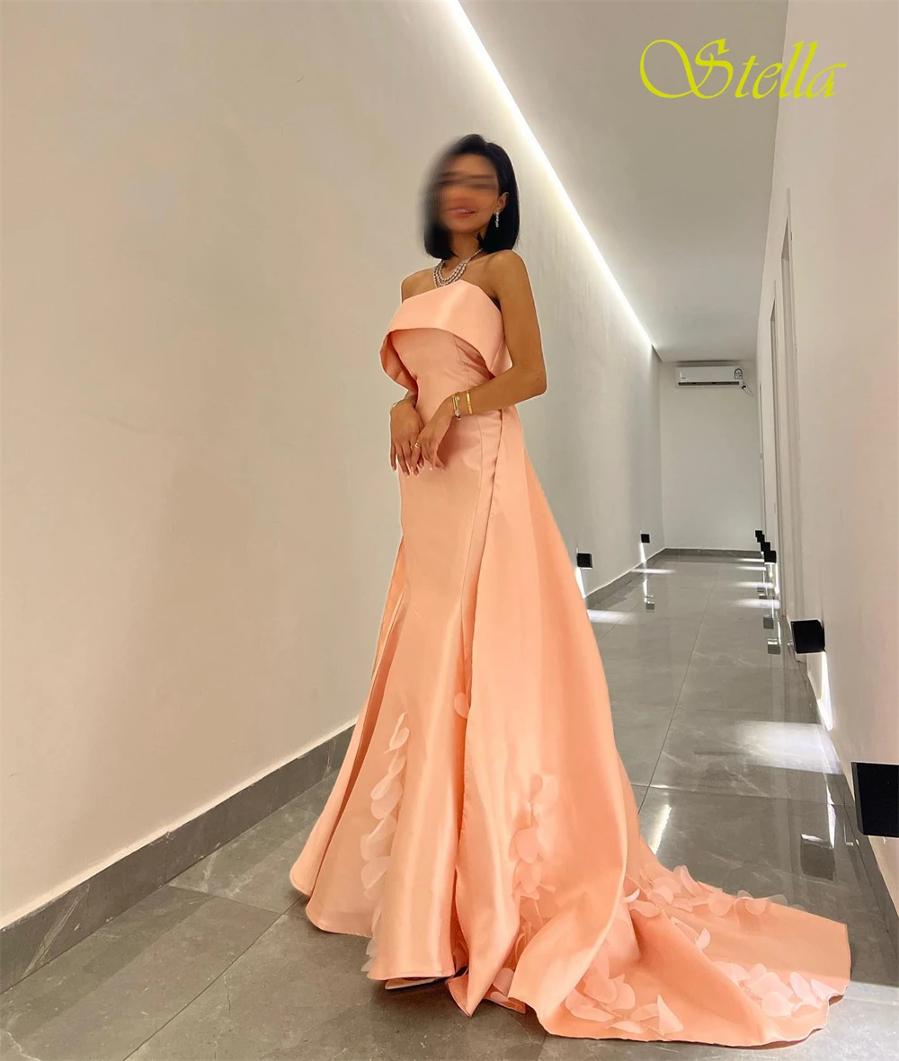 Robe de soirée personnalisée, sans bretelles, sans manches, en Satin de haute qualité, robes de bal à fleurs délicates, robes d'occasion spéciale