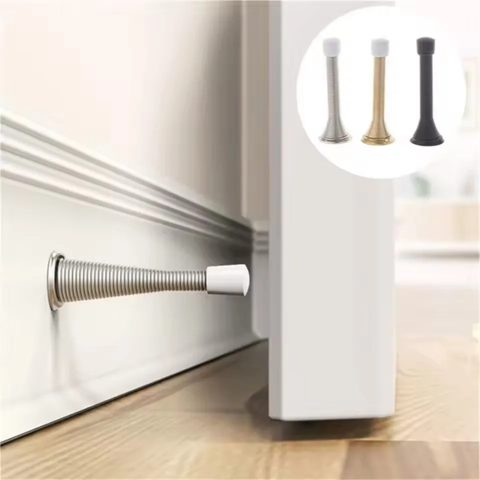 Iron Spring Door Stopper, Anti-Collision Door Stop, Decorative Wall Mount Door Buffer, Protect Door & Wall for Home Use