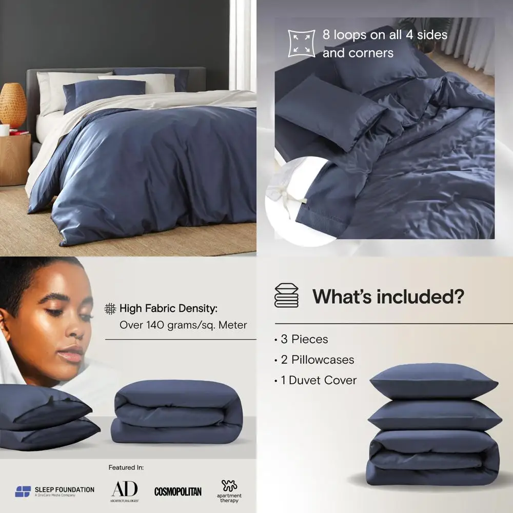 

Bamboo Viscose Duvet Cover Set - Organic, Soft, Cooling, High GSM, 1 Duvet Cover, Eco-Friendly Bedding