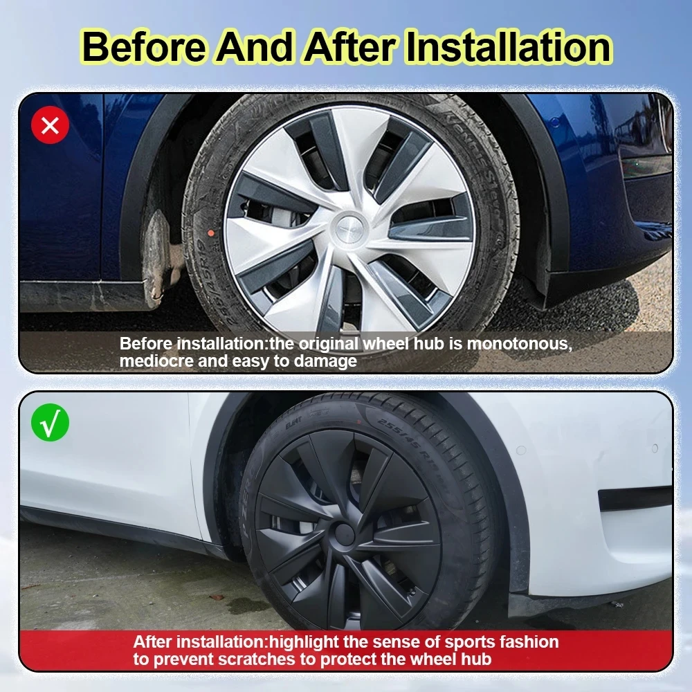 2020-2024 Für Tesla Model Y 19-Zoll-Radnabenkappen-Ersatz 4 Stück Radnabenkappen Rechts & Links Vollständige Felgenabdeckung Zubehör – Detail 12