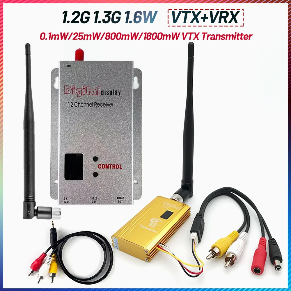 

1.2G 1.3G VTX 1.6W Аналоговая передача изображения VTX 8CH 1080-1360 МГц с антенной 12-канальный прием для модели RC дрона FPV дальнего действия