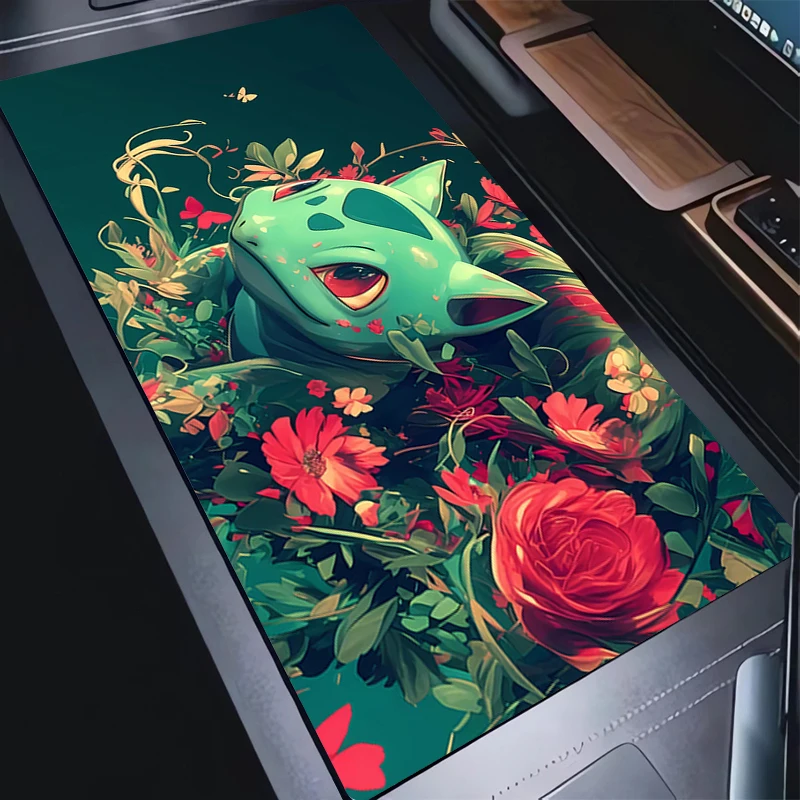 Mouse Pad 90x40cm P-Pokemon Bulbasaur Professional eSports Game Players Speed Rubber XXL Extended Desk Mat Mousepad Keyboard Mat