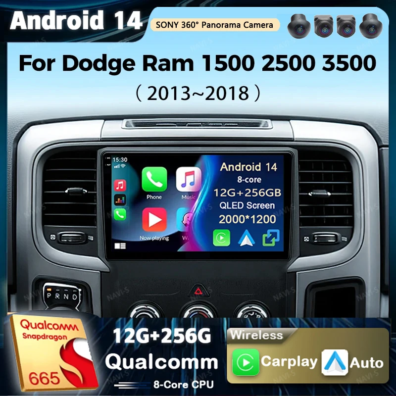 

Мультимедийный плеер Android 14, для Dodge Ram 1500 2500 3500 2013-2018, навигационный автомобильный радиоприемник, экран 2k, GPS Carplay, стерео головное устройство