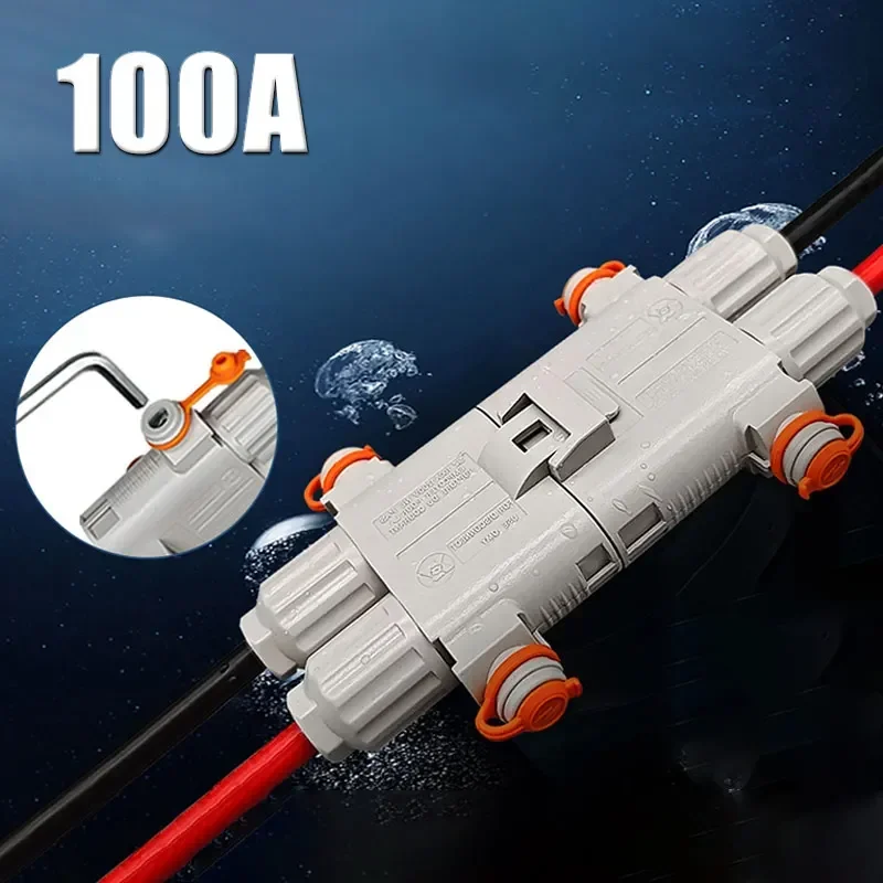 100A Waterproof Truck Charging Parking Air Conditioning Anti Detachment Plug Connector 12/24V Male Female Plugs for 10-6AWG Wire