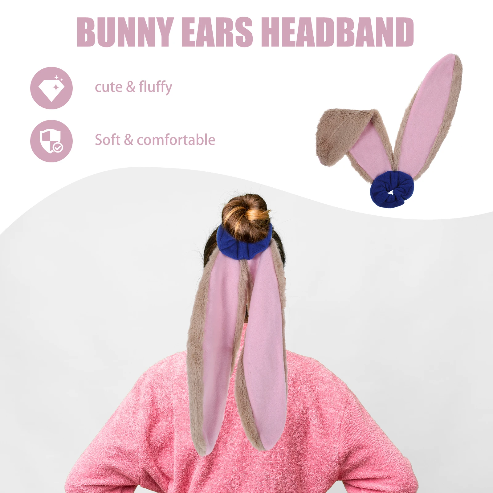 ウサギの耳カチューシャ 延長されたウサギの耳ヘッドドレス 女性用 イースターコスプレパーティーコスチュームアクセサリー