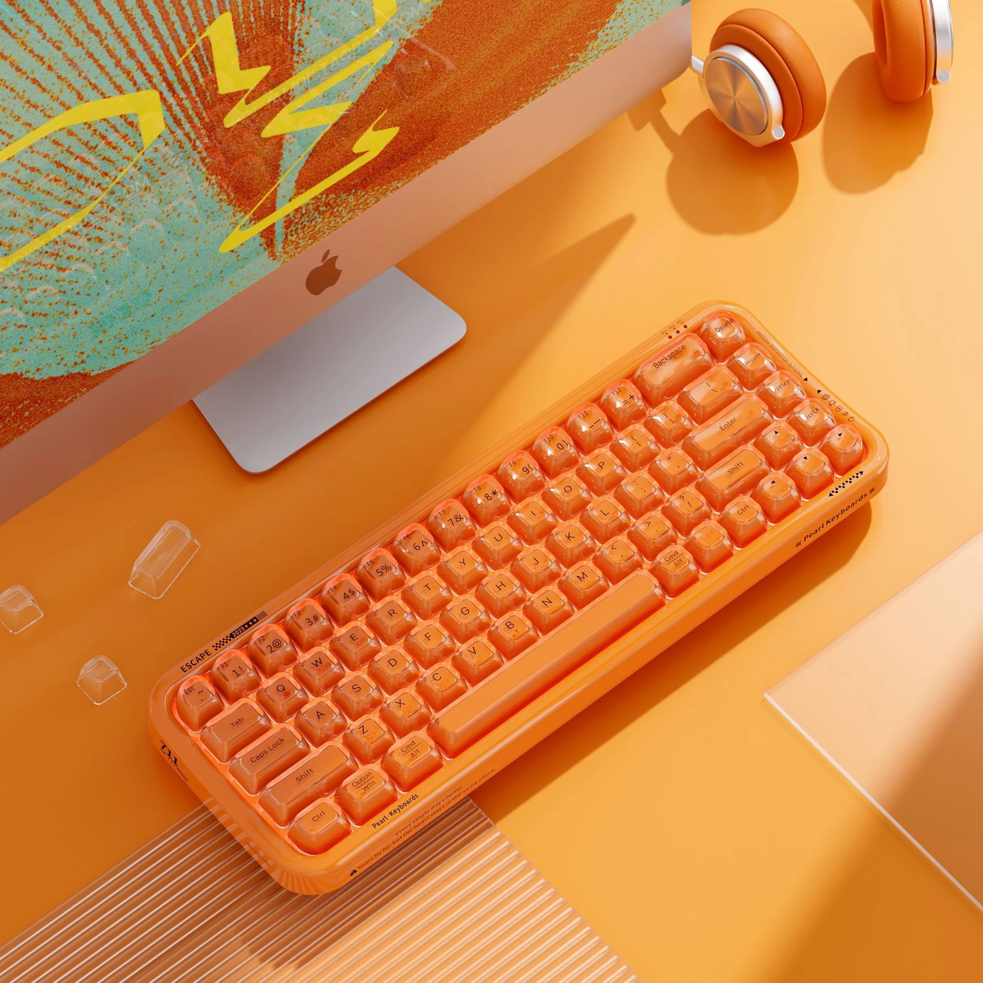 Teclado retroiluminado RGB translúcido com 68 teclas, três modos de conexão (Bluetooth + 2,4 GHz + conexão por cabo), recarregável, ideal para jogos, 