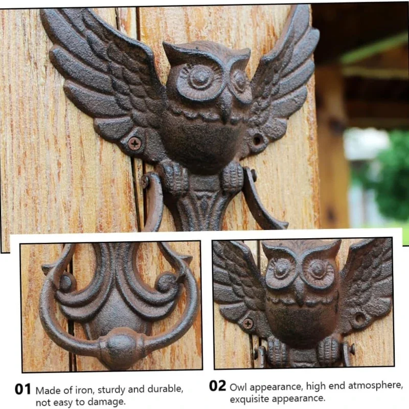 European American Industrial Cast Iron Handicrafts Retro Owl Door Knock Antique Door Handle Yard Door Handle Home Doorknocker