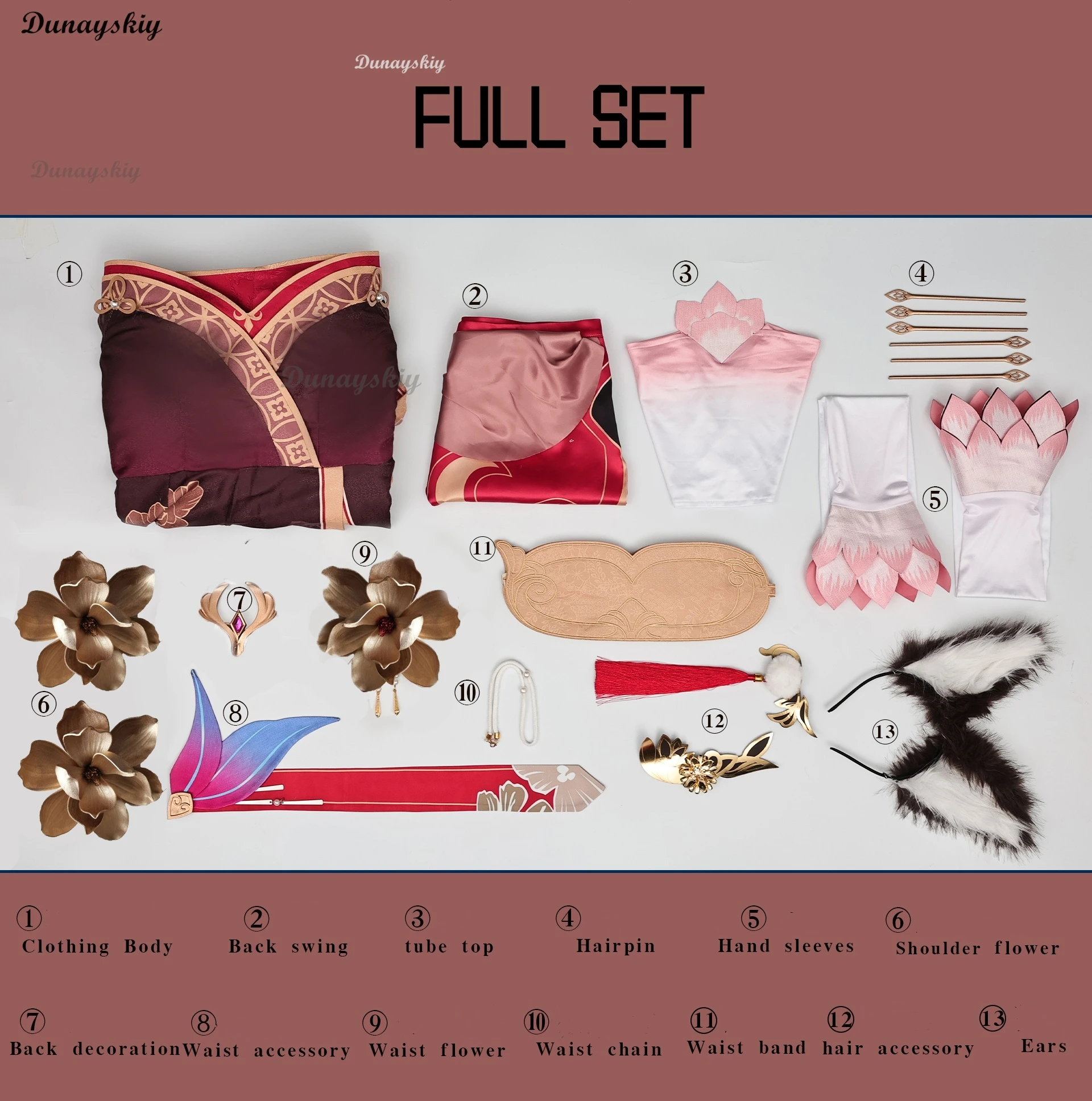 女性のための日本のスターレールフーガコスプレコスチューム,チンキュンドレス,ハンフー,キツネの耳,ヘアピン,キツネのキャラクター,ハロウィーンのカーニバル