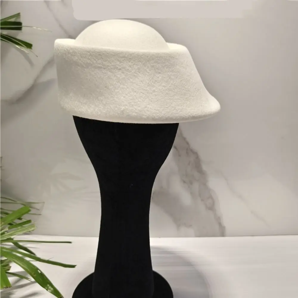 Fashion Hepburn Style Wool Pillbox Hat Fedoras Elegant Fedora Hat Air Hostess Solid Color Medicine Box Hat Cocktail Event