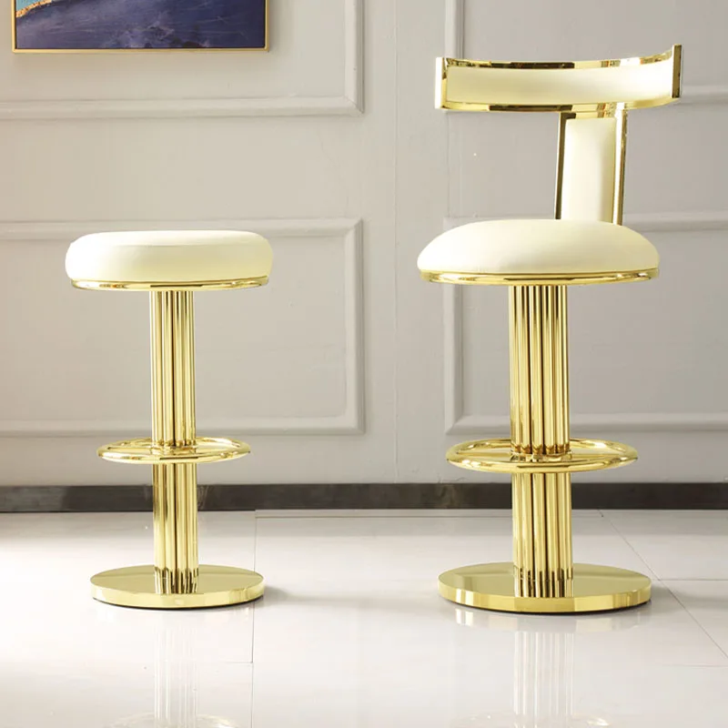 Modern Luxury Leather Bar Stool with Stainless Steel for Home Bar Factory Supplied