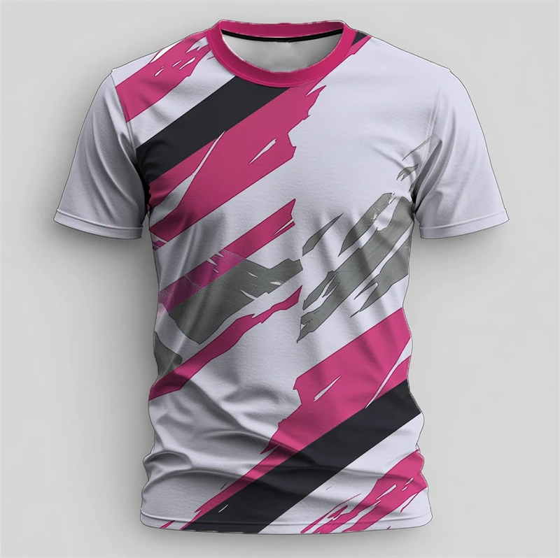 Simple Graffiti Line Pattern Sports T Shirts For Men Summer Fashion Short Sleeve 3D Printed Fitness T-shirt Loose Quick Dry Tees