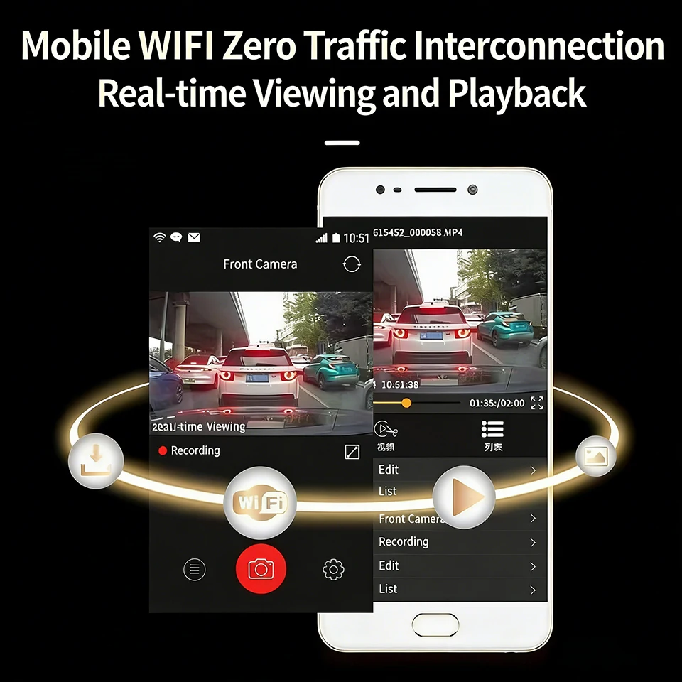 Yanace 1K/2K/4K Dashcam WIFI Car Dvr  Driving Recorder WIFI Connection Parking Monitoring Loop Video HD Night Vision Black Box