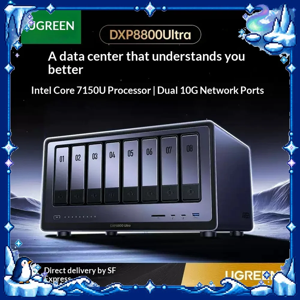 UGREEN DXP8800Ultra NAS 8 Bay Network Attached Storage Intel Core 7 150U Dual 10GbE Private Cloud Server for Office Data Backup