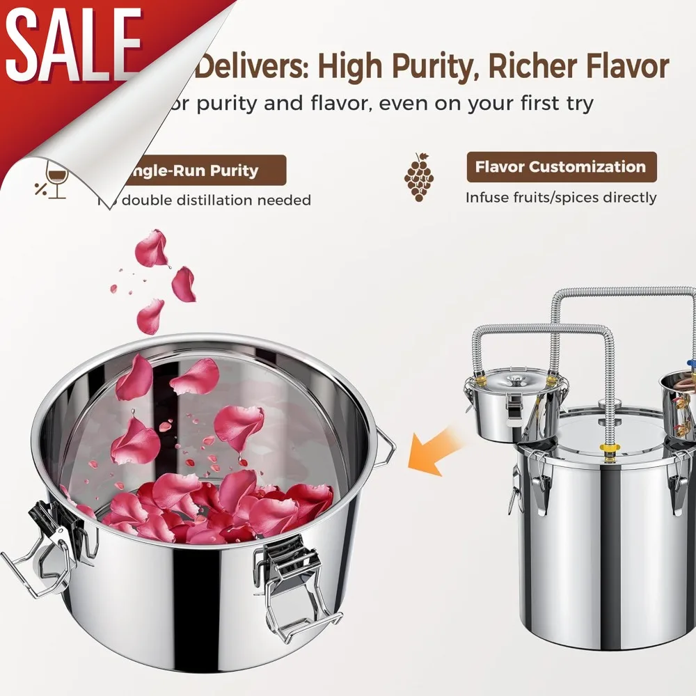 

The latest popular style 50L Moonshine Still Kit with Thumper & Condenser, Thermometer, Pump for DIY Whiskey Wine Brandy