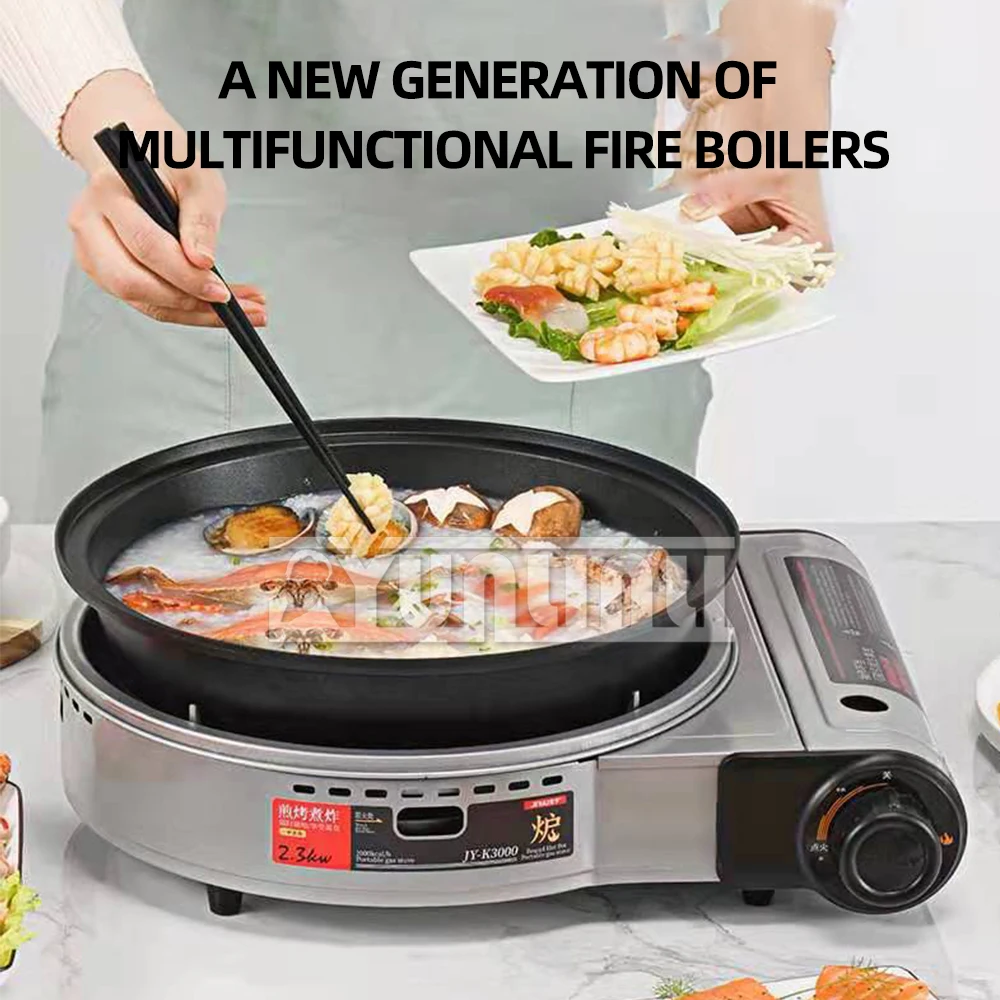 Camping Portable Gas Grill Outdoor Cooking Stove Barbecue Machine Household Hot Pot Fried Stove