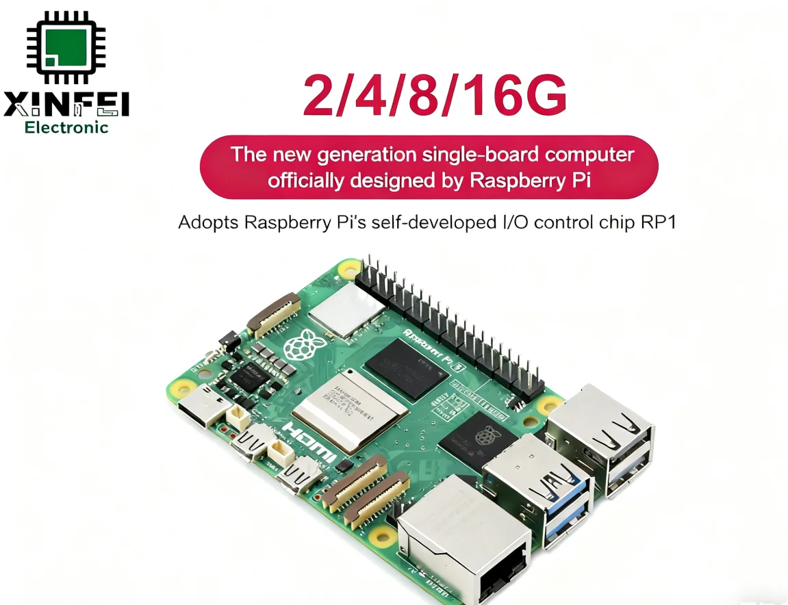 كمبيوتر Raspberry Pi 5 ذو لوحة واحدة 2.4 جيجا هرتز رباعي النواة 64 بت ARM Cortex-A76 4K HDMI شاشة مزدوجة 16 جيجابايت رام WiFi 6 BT 5.0 #1