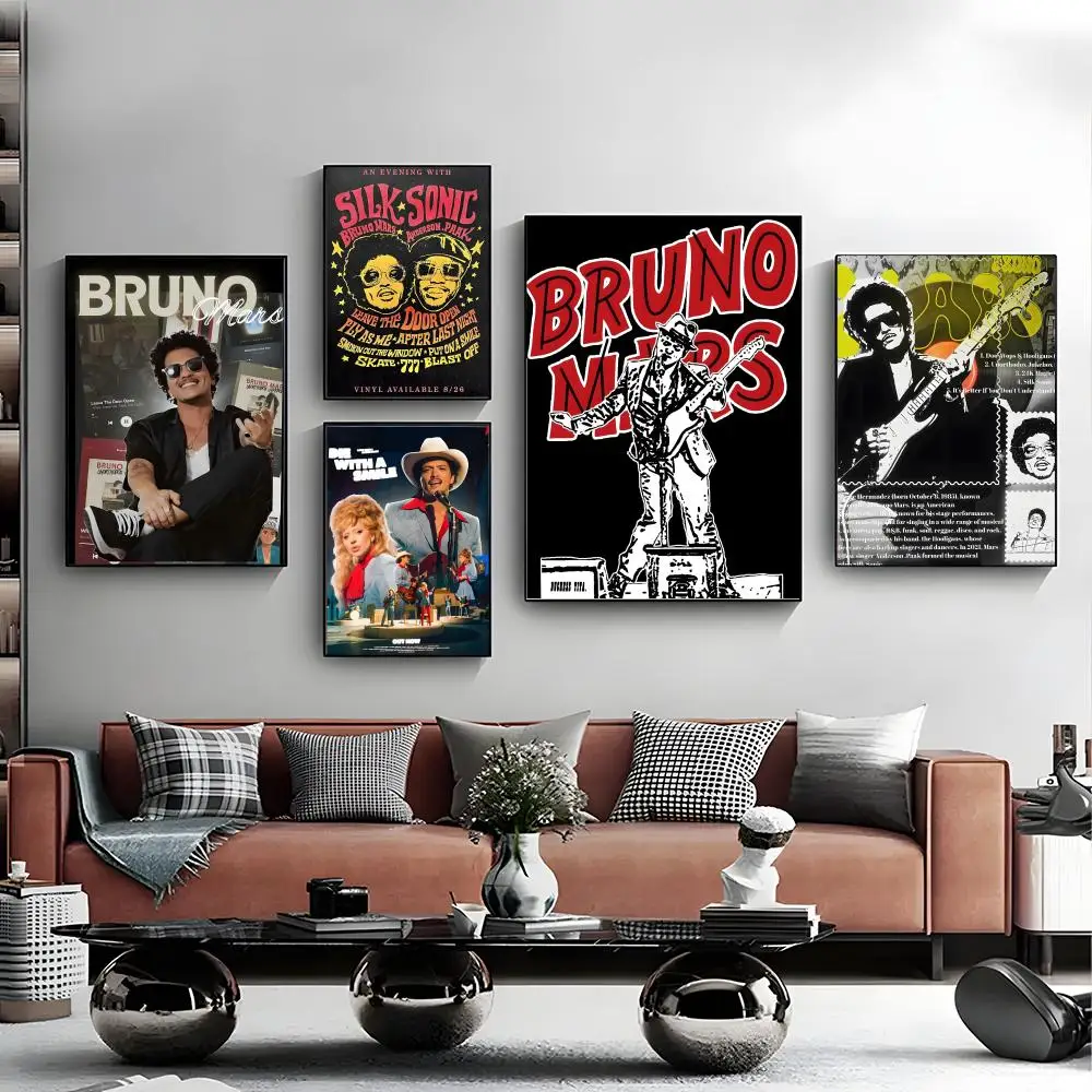 Pop Superstar Bruno Mars Poster Poster Aesthetic Prints and Posters Wall Art Retro Painting Home Room Cafe Club Dorm Wall Decor