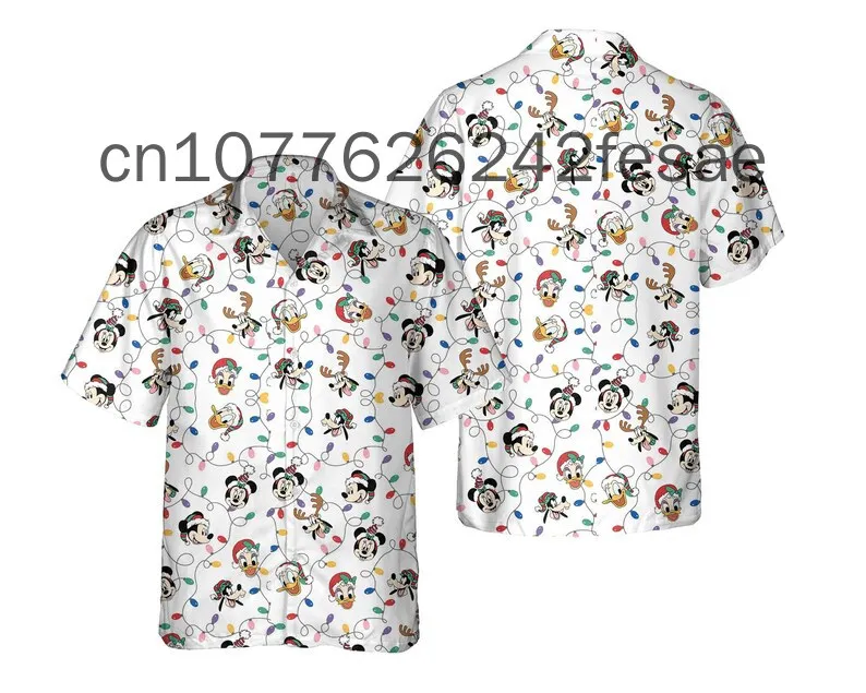 New Disney Christmas camicie hawaiane camicia da spiaggia Casual da donna da uomo camicia hawaiana Disney camicia abbottonata a maniche corte