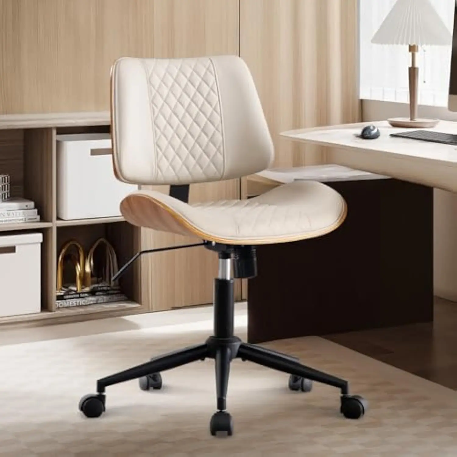 

Bv Home Office Chair No Arms with Wheels, Armless Small Desk Chair, Office Computer Office Desk Chair for Casual Office Small Spac