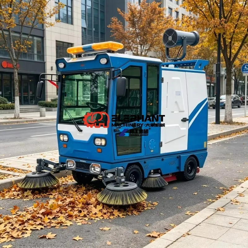 Electric Street Cleaning Machine with Dust Control Water Spray and Powerful Vacuum System for Urban Streets Shopping Centers