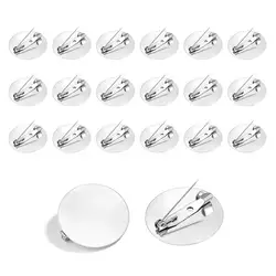 20pcs/lot 15/20/25/30mm Flat Brooch Base Round Blank Tray Settings Findings DIY Brooch Jewelry Making Accessories Wholesale