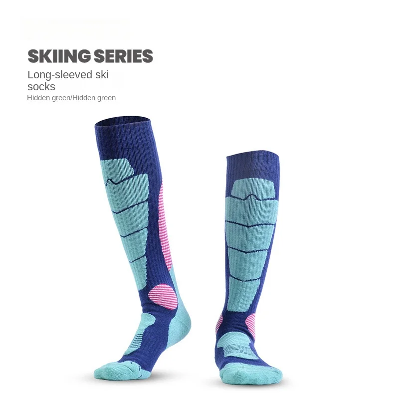 

2 Pairs of Autumn and Winter New Long Ski Climbing Socks, Men's and Women's Hiking Socks, Terry Thick Bottom Warm-Keeping Socks