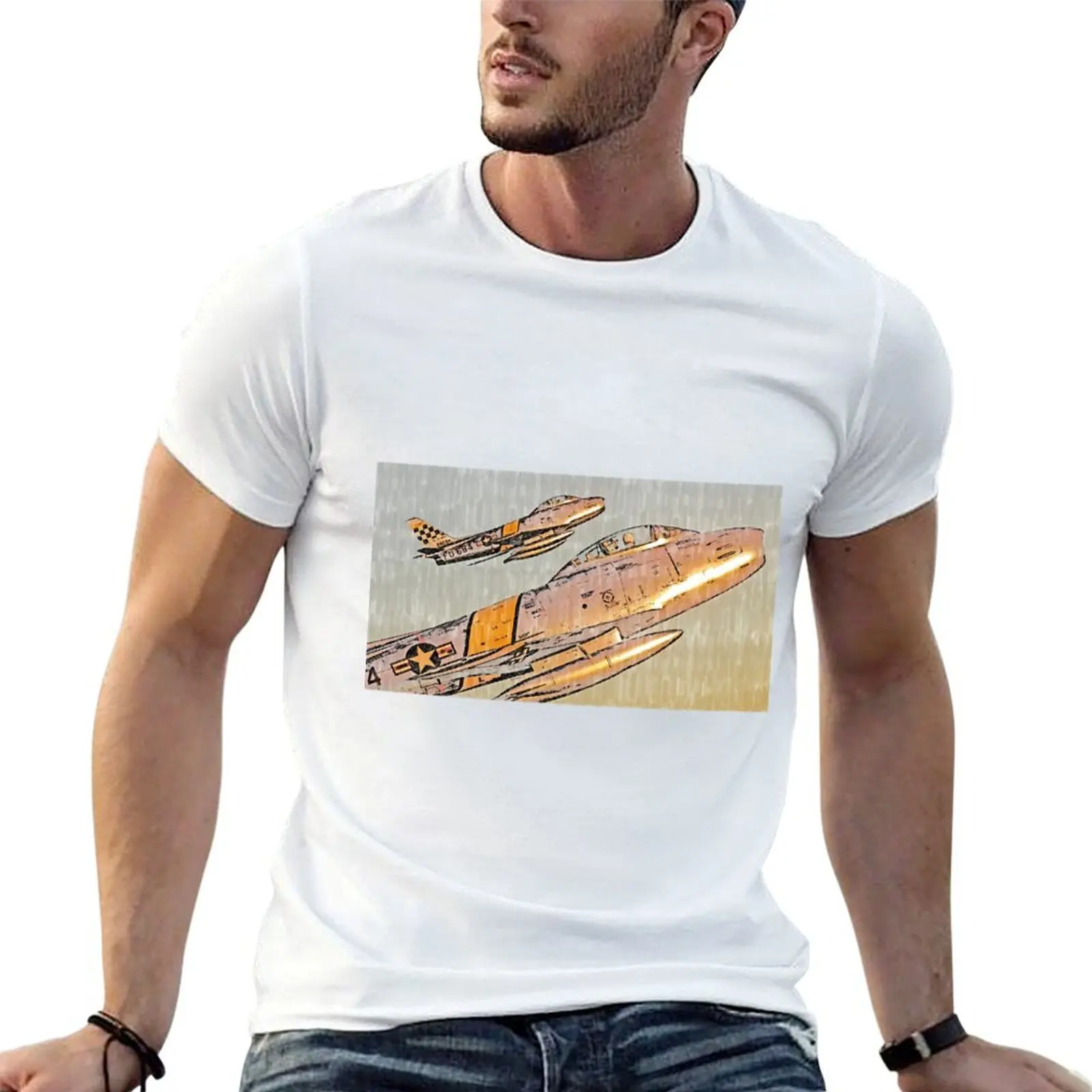 

North American F-86 Sabre T-Shirt cotton t shirt pack man t shirts for men essential t shirt T-shirt