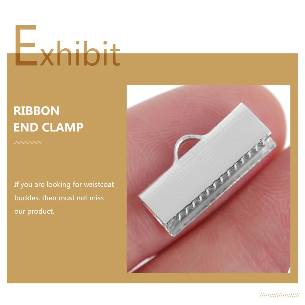 

50Pcs Waistcoat Buckles Copper Ribbon Ends Clips Multifunctional Jewelry Pinch Clamp Fasteners for DIY Craft Ribbon End Clamp