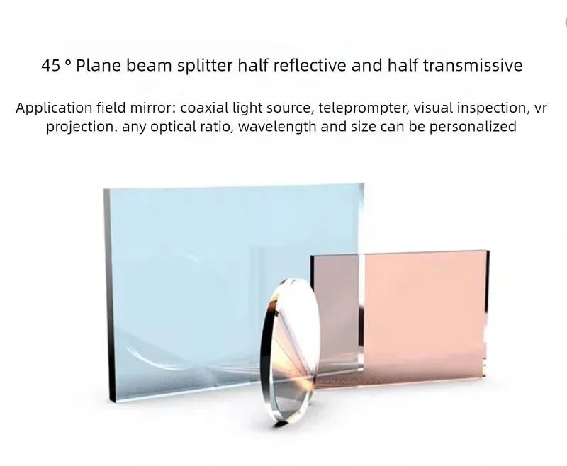 

Beam splitter Semi-reflective semi-transparent 50:50 visible light K9 Glass Coaxial light source Planar beam splitter