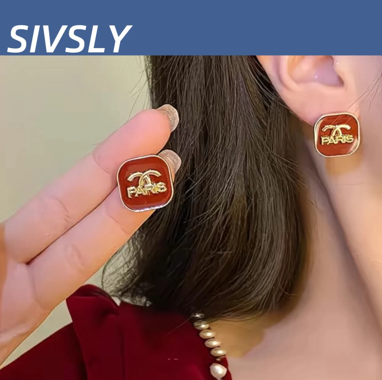 

Hot-selling red-colored earrings, retro, high-end, earring, luxurious design, unique, autumn and winter, New Year earring.