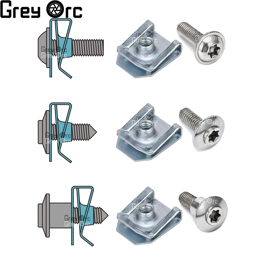 

5PCS Self Tapping Screws Metal Fastener Clip For Motorcycle U-Type Clip with Screw Anti-rust Protection Screw Iron Sheet Kit