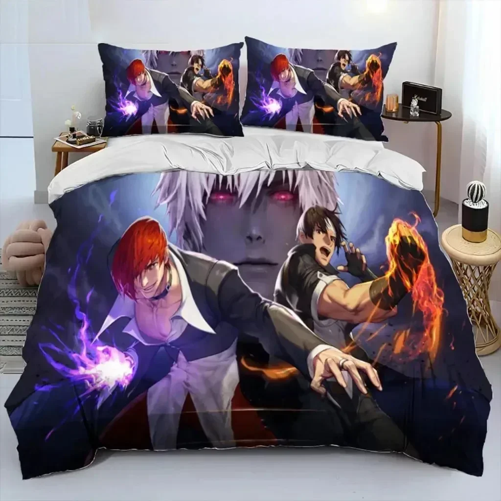 

Game King Of Fighters Retro Bedding Set Duvet Cover Sheet Printed Bed Set Pillowcase Bed Full Queen King Size Comforter Bedroom
