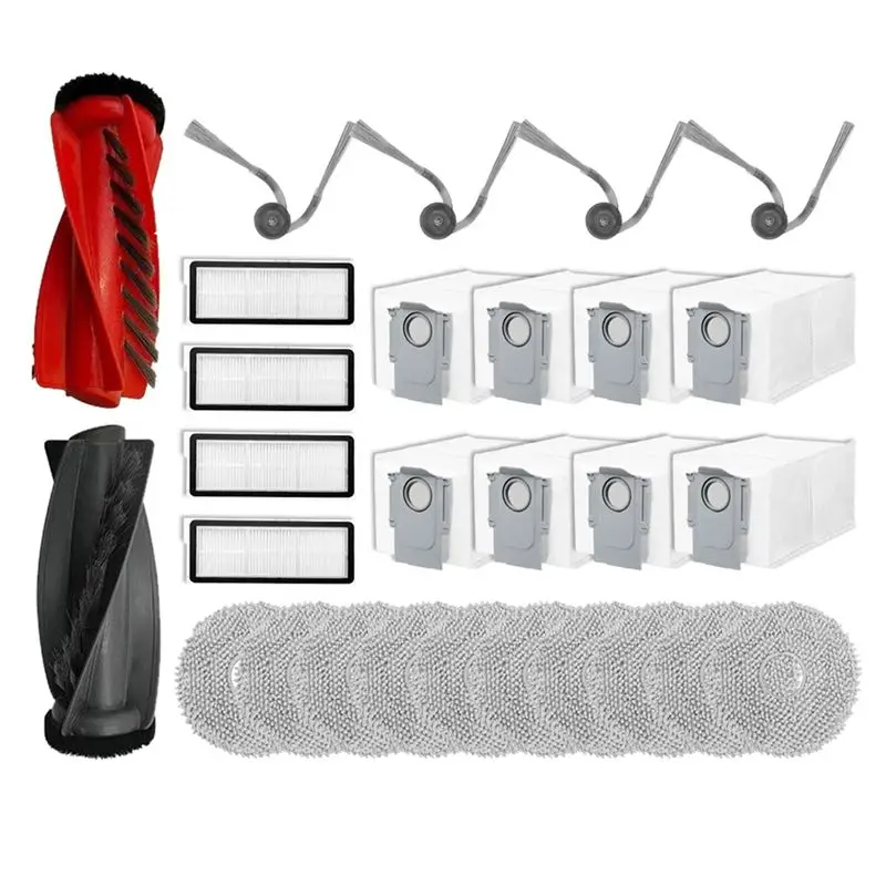 

Запасные части и аксессуары Y42A для Roborock Qrevo Curv: HEPA-фильтр, салфетка для влажной уборки, мешок для сбора пыли, основная и боковые щетки