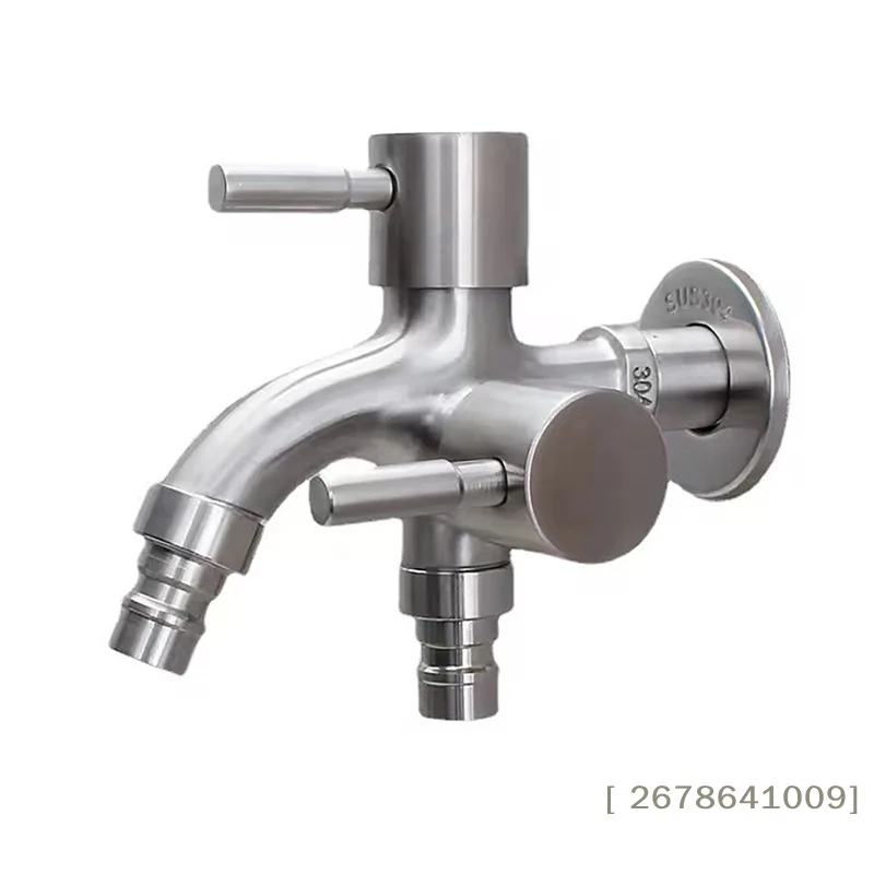 ⚑304 Stainless Steel Faucet One Into Two Out Multifunction Double-outlet Washing Machine Faucet Outdoor Garden Sink Pool Faucet