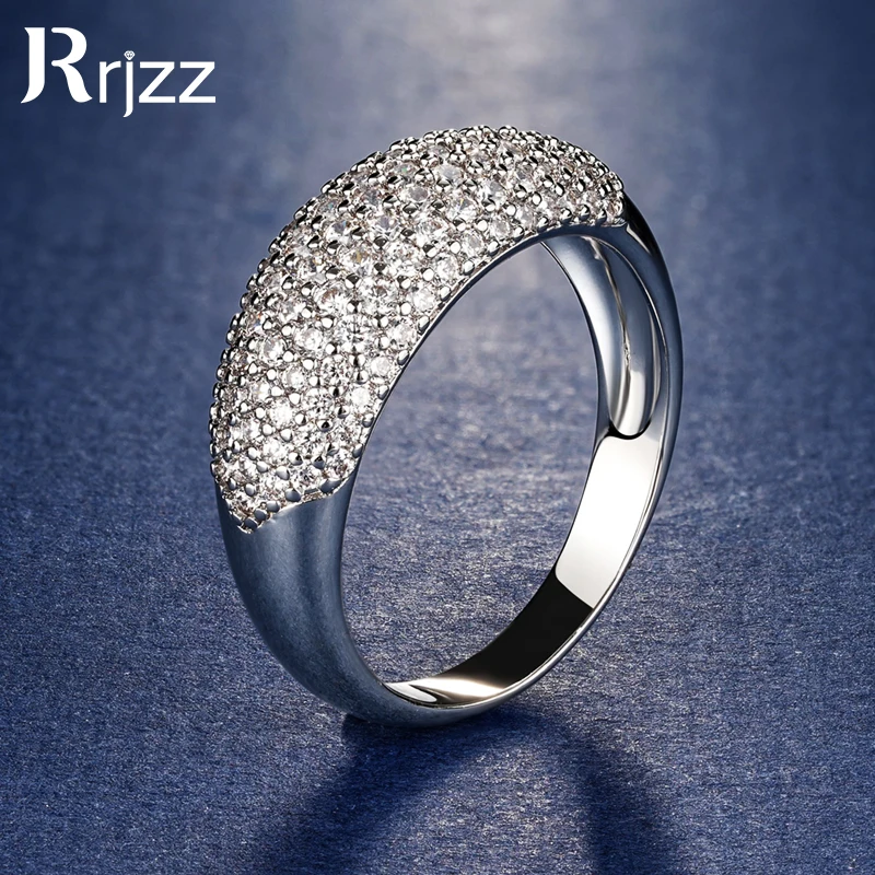 Rrjzz Round Cut CZ Simulated Diamond Pave Ring 14K Gold-Plated Vintage Eternity Ring for Women Men Party Daily Jewelry Gifts