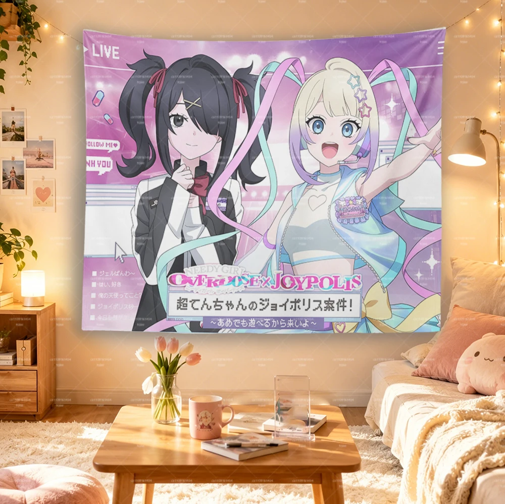 Needy Streamer Overload x Joypolis Tapestry, Ame Chan OMGkawaiiAngel Live Stream Anime Wall Hanging Otaku Bedroom Decor