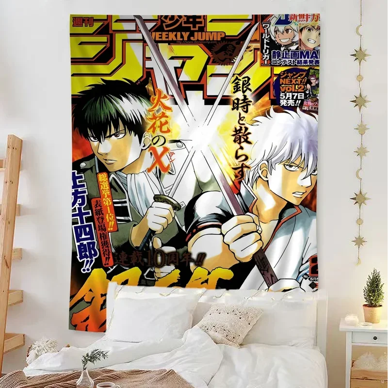 Japanese Anime Gintama Wall Tapestry Bohemian Wall Tapestries Mandala Wall Hanging Home Decor # 0@