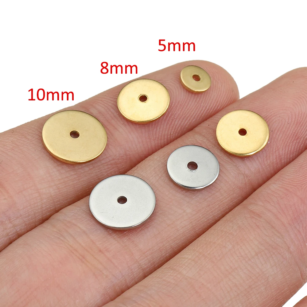 20pcs Stainless Steel Disc Flat Round Spacers Loose Beads for Jewelry Making DIY Necklace Bracelet Earrings Pendants Charms