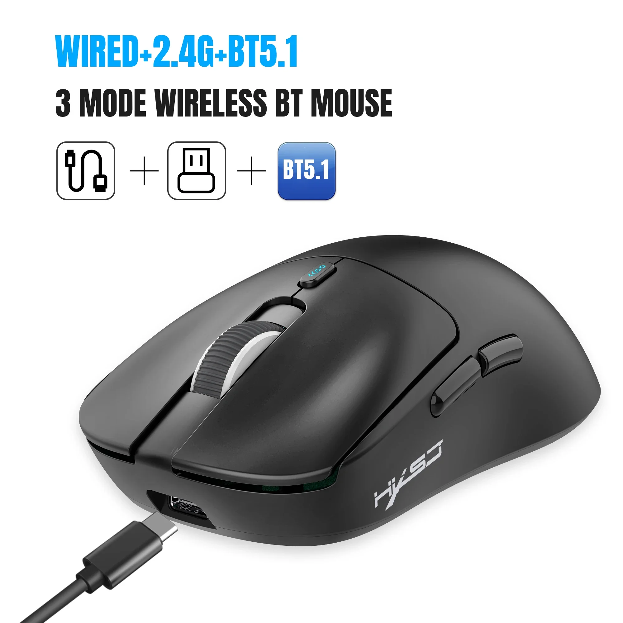 ZLRLMHY Modalità Gaming T68 Mouse Wireless 55g Interruttore TTC Leggero 3311IC 12000 dpi Regolabile 1000HZ 7 tasti Programmabili