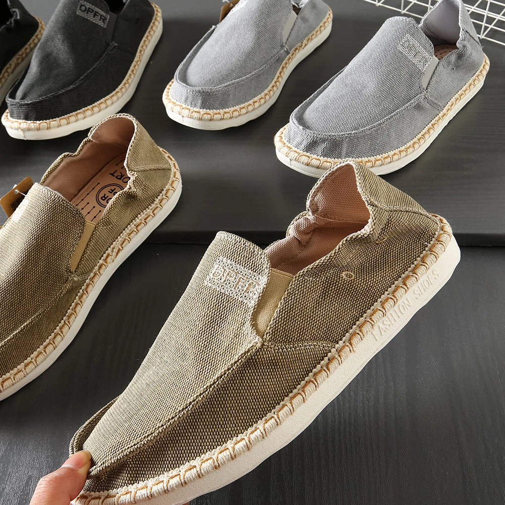 

Мужские весенне-летние дышащие мягкие льняные слипоны, легкие повседневные низкие модные кеды из канваса