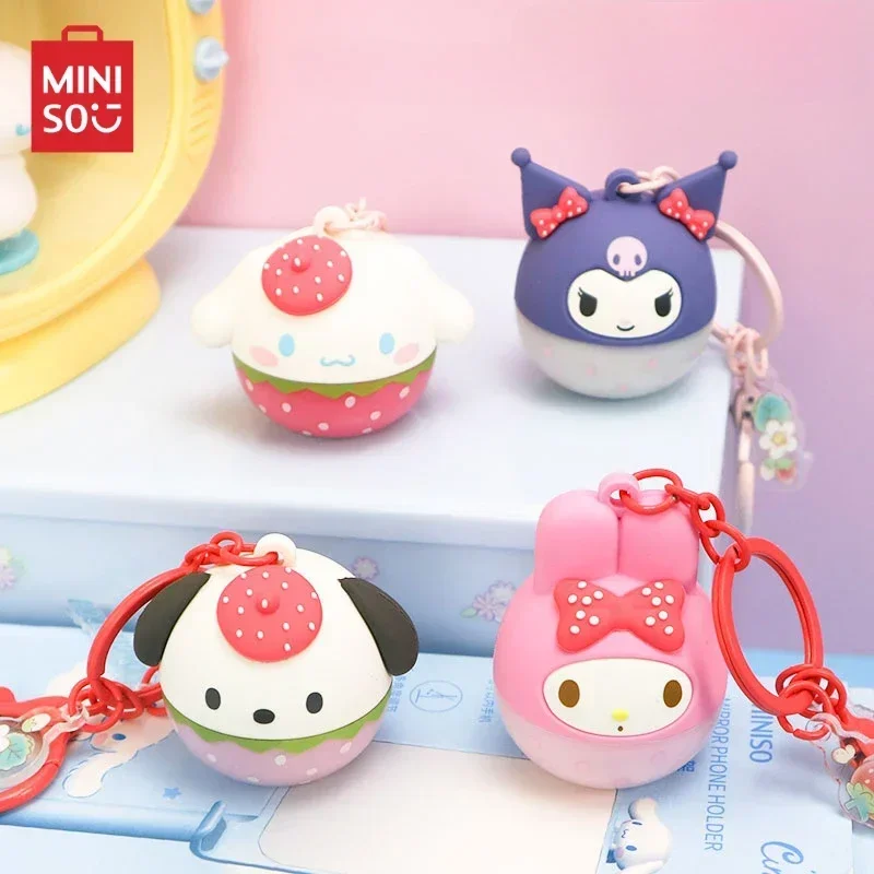 Miniso sanrio personagens morango temporada série led luminoso pingente chaveiro saco de escola decoração presente aniversário kawaii