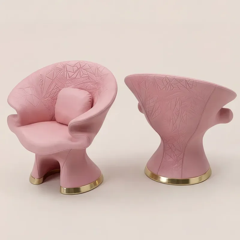 Luxury Ergonomic Pink Petal Leather Dining Chair Modern Tufted Back High Quality for Home Office Living Room Hotel