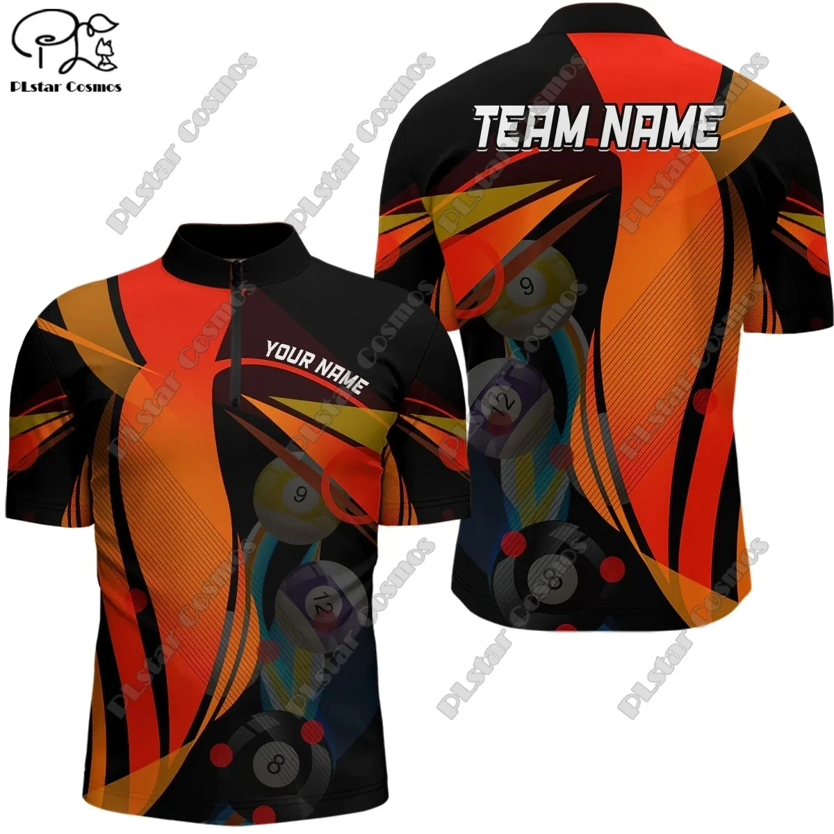 new Customized Billiards Quarter Zip Shirt Vintage Billiards Club League Shirt 3D Printed Polo Shirt T-Shirt Unisex Top t-11