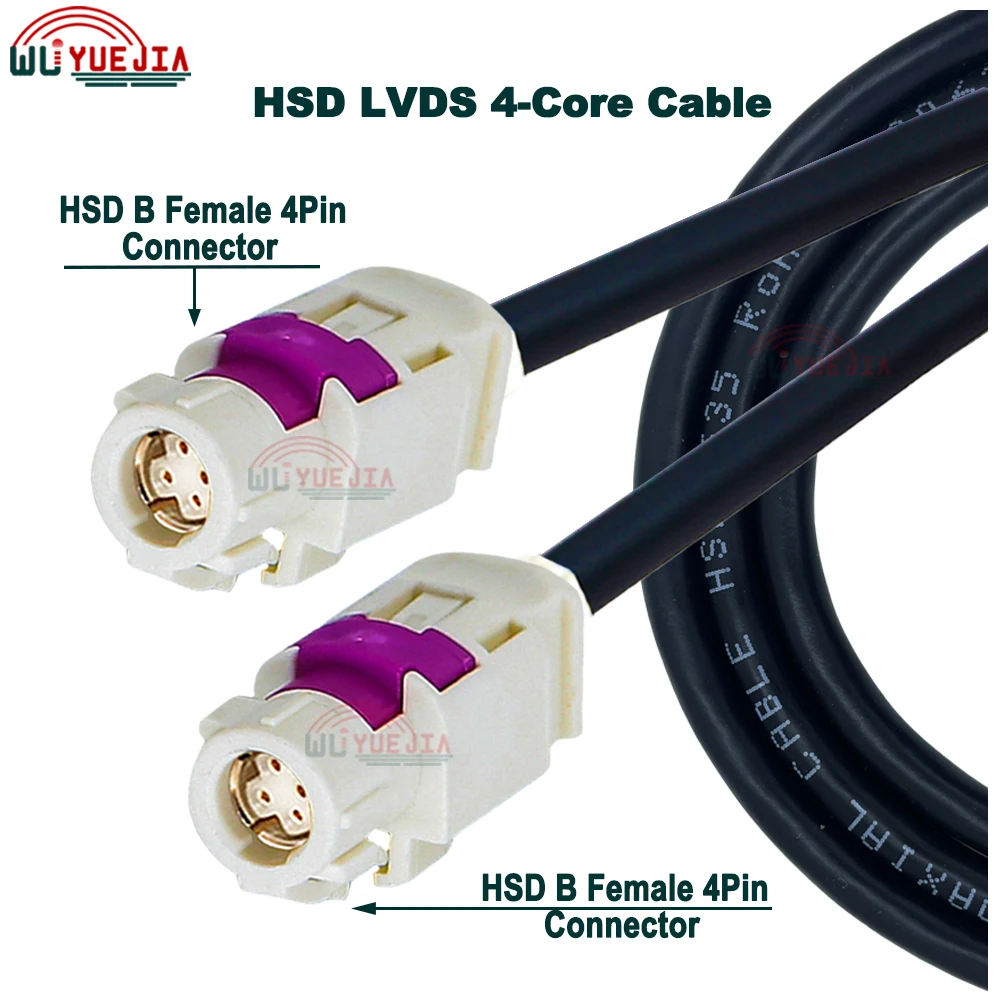 HSD White Code B Male to Female Jack 4-Core Cable for Auto Car BMW Audi Mercedes-Benz Video Instrument Bridge Wiring LVDS Cable