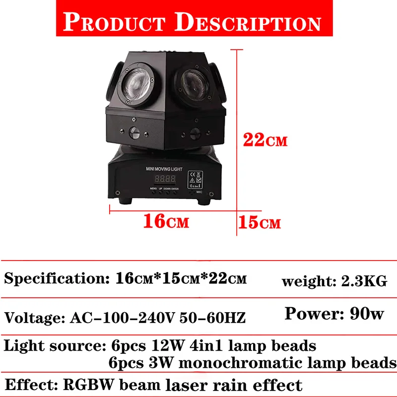 New Professional 90W Moving Head Strobe Beam Laser Light Projector christmas LED Lighting DMX512  Music DJ Disco Lights For Home