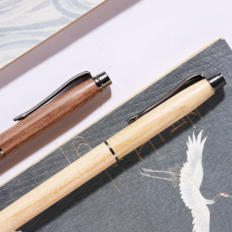 0.5mm 1Pcs Large Capacity Walnut Maple Wooden Ballpoint Pens Office Signature Pens Students Writing Painting School Kawaii Gifts