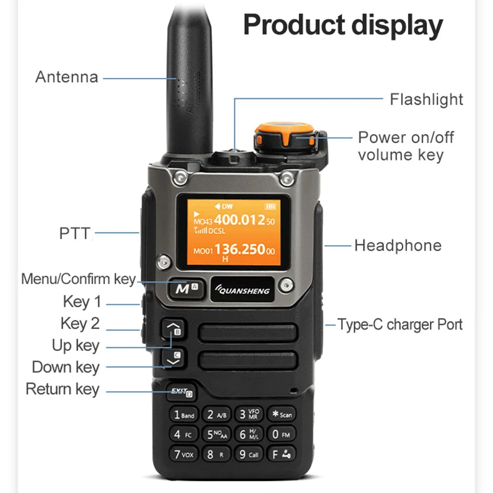Quansheng UV-K6 UV-K5(8) Walkie Talkie 5W Air band Radio UHF VHF DTMF FM Dual Band Two Way Radio with NOAA Weather Alarm